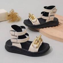 Infant Button Decor Flat Heel High Top Casual Roman Style Beach Sandals - Beige - View 1