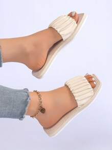 Sandalias de verano de moda para mujer - Sandalias planas, transpirables y ligeras con correa elástica, suela cómoda de EVA, adecuadas para uso casual, al aire libre y en vacaciones de playa