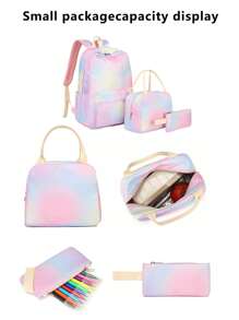 3pcs Color Decor Functional Backpack Set School Bag Set ,School Backpacks For Girls Kindergarten Elementary Preschool Middle School Bags,Large Capacity Bookbag & Hand Lunch Bag,For Graduate, Teen Girls, Freshman, Sophomore, Junior & Senior In College, University & High School, Perfect For Outdoors ,Travel & Back To School 3PCS Large Capacity Laptop Backpack, Lightweight Preppy School Bag, Portable College Daypack & Knapsack For Travel