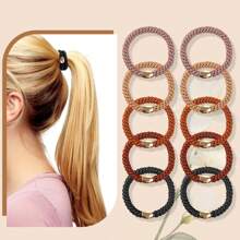 5pcs Women's Damage-Free Hair Tie Head Rope, Ponytail Support Hair Tie, Elastic Hair Rope Suitable For Thick Hair, Used For Daily Outdoor Travel, Face Washing And Makeup, Etc. Ponytail Holders Hair Elastics Hair Rubber Bands Scrunchies