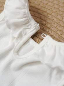 2pcs/Set Baby Girl Casual Cute Pink & White Sleeveless Tank Top T-Shirts, Breathable Solid Color Newborn Infant Baby Girl Clothes - Multicolor - View 8