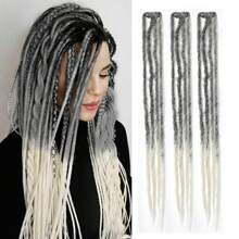 3 Piezas de extensiones de rastas sintéticas rectas de 24 pulgadas con doble extremo, hechas a mano, suaves, de estilo reggae hippie, para mujeres