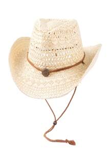 1pc Boho Casual Hollow Woven Straw Hat, Sun Protection, Vacation Hat, Fashion Versatile Windproof Adjustable String Design, - Western Cowboy Straw Hat - View 12