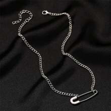 1 pièce Collier épingle de sûreté unique et simple, pendentif chaîne de clavicule au design subtil, accessoire de couple personnalisé