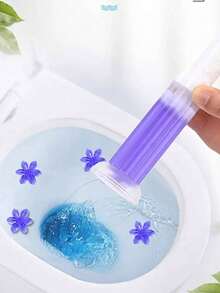 1瓶花卉图案厕所清洁凝胶，香氛厕所除臭凝胶，厕所清洁剂，除臭凝胶，浴室空气清新剂，适用于厕所、浴室、清洁用品 - 彩色 - 查看 4