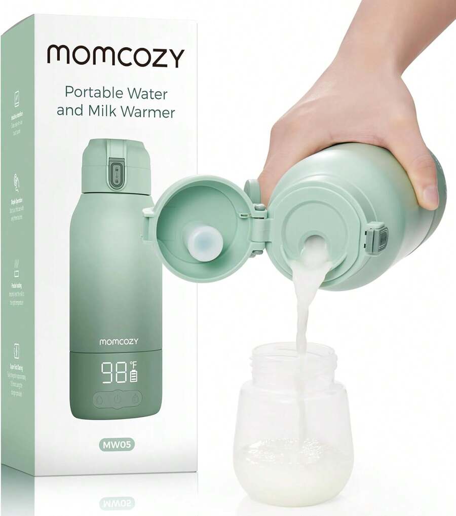 Momcozy Portable Bottle Warmer For Travel, Fast Heating And Long Battery Life, Two Heating Modes For Breast Milk And Water, Large Capacity Of 500ml For All Day Use
