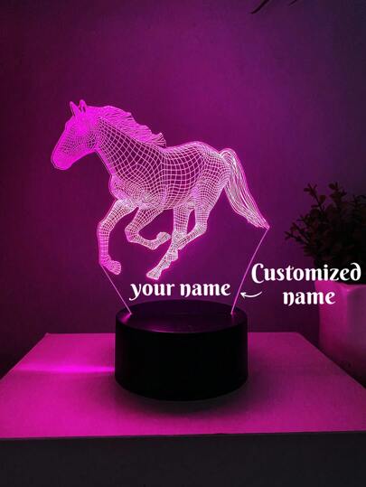 1 Peça Luz Noturna Decorativa Personalizada 3D de Cavalo em Movimento, Iluminação de Atmosfera, Ótimo para Presentes de Férias e Lembranças