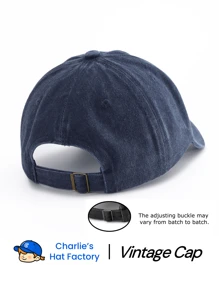 1顶男女通用复古水洗棒球帽 - 高品质纯色简约设计 - 提供大地色系（绿色、海军蓝、咖啡色、灰色）和彩色（酒红色、粉色、红色）可选 - 柔软的“牛仔”老爹帽，适合DIY定制和日常佩戴 - 純色 - 查看 5