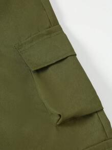 Tween Girls Vintage Pocket Cargo Pants, Casual For Outdoor Daily Wear, All Season - Army Green - View 6