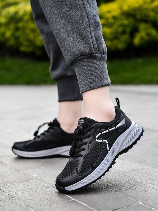 Women's Black Outdoor Hiking Shoes, Breathable Mesh Sports Running Shoes, Trainers, Tennis Shoes For Ladies In Summer