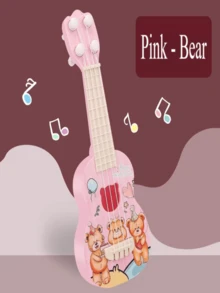 1pc卡通儿童吉他早教小吉他音乐教育启蒙玩具儿童音乐游戏学习玩具初学吉他尤克里里乐器玩具适合男孩女孩生日礼物音乐教育启蒙礼物 (注：部分配件颜色随机发送) - 彩色 - 查看 7