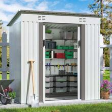 4'x6' Outdoor Storage Shed Garden Tool Utility House Galvanized Steel Building - 1 - View 2