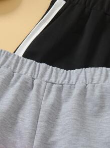 Set informal de 3 piezas de shorts de cintura elástica para niña preadolescente, con estampado de letras y rayas, para verano
