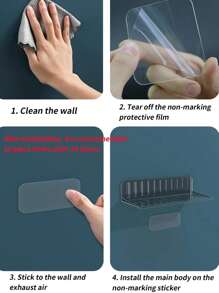 1 件免打孔搁板壁挂式洗脸架亚克力透明板适用于卧室、客厅、浴室、厨房、书房家居浴室装饰夏季