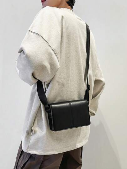 peach tree Men's Box Bag, Crossbody Bag, Shoulder Bag, Small Square Bag, Business PU Waterproof Flap Bag, Wallet, Unisex Business Storage Bag Suitable For Business Trip, Toiletries, Tool Storage, Large Capacity To Keep Your Items Organized And Easy To Carry