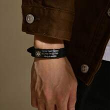 1 pezzo Bracciale regolabile in acciaio inossidabile e silicone con inciso il simbolo IP medico personalizzato, unisex per uso casual, per la Festa del papà, regalo per amici