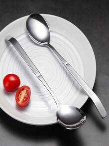 3 Pcs/Set Stainless Steel Spoon Long Handle Household Communal Spoon Creative Thickening Large Rice Spoon