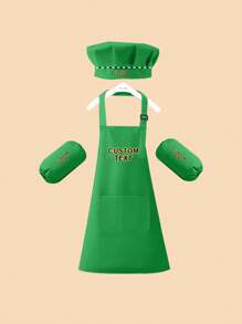 Bộ 3 món mũ đầu bếp, tạp dề và tay áo cá nhân hóa cho bé sơ sinh/trẻ nhỏ, trang phục đầu bếp dễ thương cho bé trai/bé gái, thích hợp cho tiệc tùng, nhà bếp, làm quà tặng, phụ kiện tóc cho trẻ em. - Nhiều màu - Xem 18