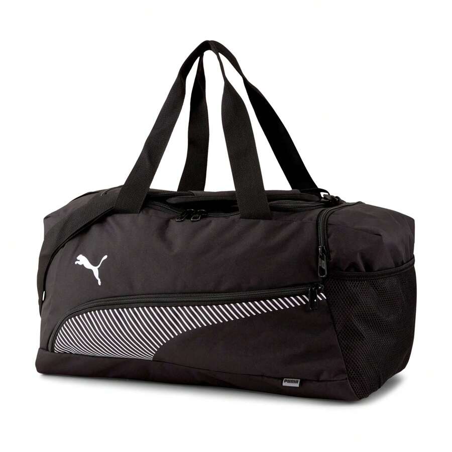 Puma Sac de sport unisexe Sac de sport Fundamentals S, logo chat, 25 x 45 x 25 cm - Noir - Voir 1