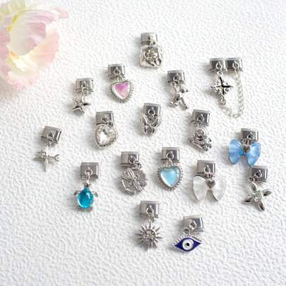 1 Mặt dây chuyền hình trái tim gấu rùa bằng bạc dành cho phi hành gia làm vòng tay DIY