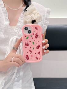White Pink Black Milky White Creative Wavy Texture 3pcs Cherry Pattern Shockproof Phone Cases Fashion Phone Cases Compatible With IPhone & Galaxy Phones Spring Gift Case,International Version, Not The Domestic Version - Multicolor - View 6