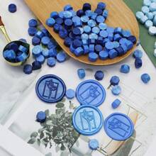 100pcs/Bag Blue Wax Sealing Beads, Octagonal Shape, Used For Envelope Seals, Wedding Invitations, Gift Packaging