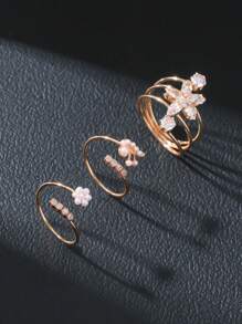 3pcs Flower & Butterfly Decor Ring Valentines,Mom,Mother,Mother's Day,Gift - Red - View 11