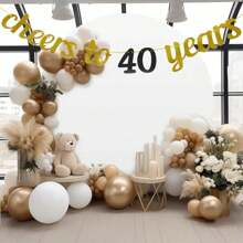 1set Gold Black Cheers To 20 30 40 50 60 Years Banner Birthday Party Decoration