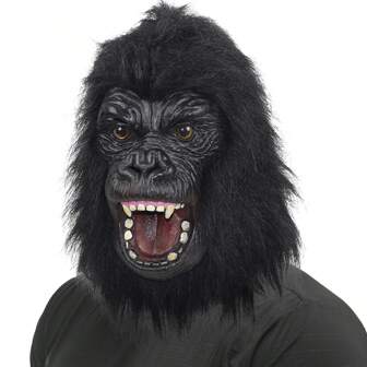 1 pieza Máscara de látex de gorila graciosa, disfraz de cabeza de animal para cosplay de Halloween