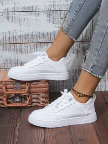 Women Casual Sports Shoes, White Sneakers, Versatile Stylish Trainers