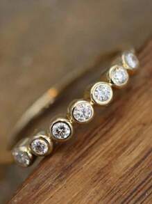 1pc 925 Sterling Silver Luxury Round Zirconia Encrusted Classic Jewelry, Wedding Proposal Gifts For Her