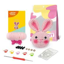 Kit de crochet Jeslon pour débutants, kits d'animaux au crochet, kit de crochet amigurumi pour les débutants, apprenez à crocheter avec des tutoriels vidéo étape par étape, kit de crochet pour débutants pour adultes - petit lapin