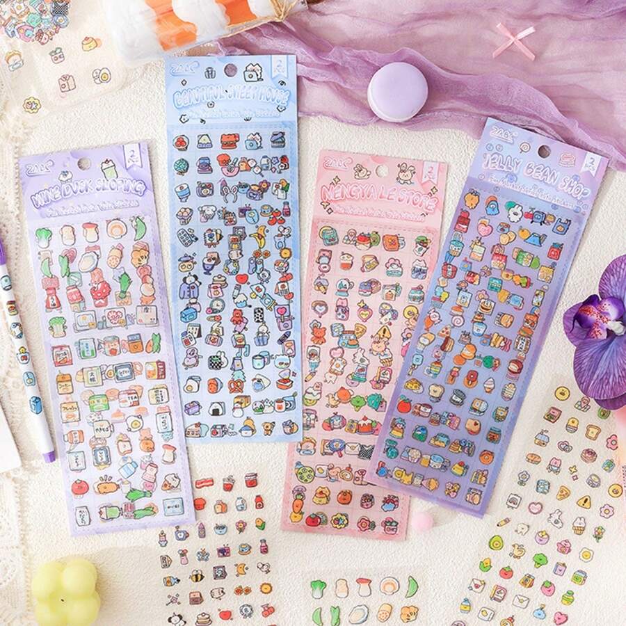 2 件可爱卡通装饰贴纸，适用于 DIY 剪贴簿、手机壳、日记本、相框、笔记本、学生和女孩计划器 - 彩色 - 查看 1