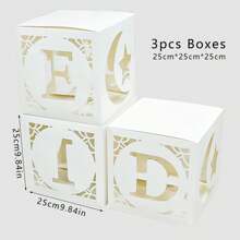 3 piezas Caja de globos con efecto hueco blanco para decoración de fiestas