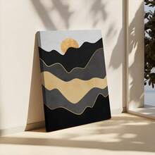 1 Pc Framed Boho Landscape Wall Art Textured Canvas Poster Painting Wall Decor For Bedroom Living Room, Ready To Hang - 彩色 - 查看 3