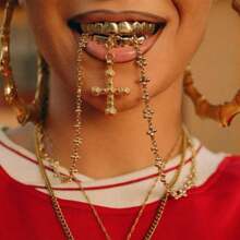 THATBOY 2 peças de acessórios de rapper hip-hop, grelhas de dentes banhadas a ouro 18k, grelhas personalizadas para uso diário e Halloween, adequadas para homens e mulheres