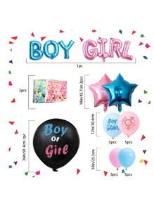 1 طقم - 27 قطعة من بالونات كشف جنس الجنين المزخرفة باللونين الأزرق والوردي من اللاتكس لحفلات الاستقبال والديكورات، للأولاد والبنات