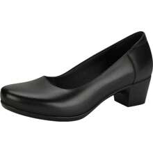 Zapato Zapatilla De Piel Negra, Tacón Bajo Ancho y Horma Redonda, Diseño Cerrado - Negro - Ver 2