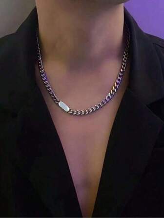 1 st herrhalsband i rostfritt stål i hiphop-stil, enkla smycken för gatukläder, fars dag-present, skola, halloween-accessoarer, punk, streetwear-accessoarer, jeansaccessoarer