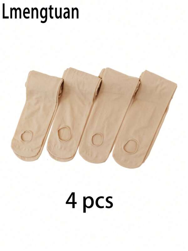 4pcs/Pack Kids Solid Color Ballet Tights, Thin Stirrup Tights With Cutout, Easy To Wear, Spring/Summer