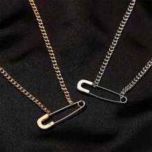 1 pièce Collier épingle de sûreté unique et simple, pendentif chaîne de clavicule au design subtil, accessoire de couple personnalisé