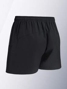 1 件装男士夏季运动短裤，松紧腰抽绳短裤，印花健身短裤，适合室内健身房、户外跑步 - 黑色 - 查看 3