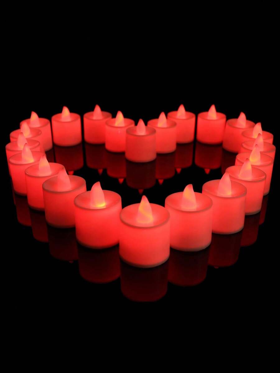 1 pieza/24 piezas, luz de vela, luces electrónicas LED de vela, luz ambiente, luz suave, llena de colores, azul, rojo, blanco cálido, amarillo, opciones de color, usado para el Día de San Valentín, festivales, fiestas, propuestas, cumpleaños, decoración de bodas