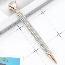 1-4pcs Creative Colorful Metal Sparkling Diamond-Embellished Ballpoint Pens With Retractable Nib, Suitable For School Office Writing Work, School Stationery, Gifts,Back To School .For Birthday Wedding Valentine's Day Gift