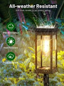 Luces solares LED, luces de paisaje para senderos al aire libre, lámpara de jardín, luces decorativas impermeables y atmosféricas - Luz cálida - Ver 4