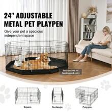 Dog Playpen 8 Panels Foldable Metal Dog Exercise Pen With Bottom Pad 24" H - 1 - View 2