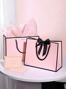 1/2/3sets, Large Paper Gift Bags - Comes With Tissue Paper And Greeting Cards - Valentine's Day Gift Bags - Portable Gift Bags With Handles - (Suitable For Women's Bridesmaids, Birthdays, Valentine's Day, Wedding Parties, Graduation Ceremony, Mother's Day)