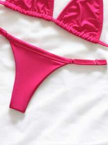 Women Bikini Sets - 玫紅色 - 查看 4
