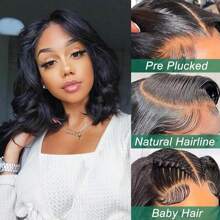 Women's Basic Loose Curly Bob Wig Brazilian Remy Human Hair | 13x4 Lace Front Wig HD Transparent Lace Wig For African Women Loose Wave Curly Suitable For Daily Use And Major Festivals Such As Musical Festival