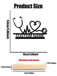 Fashion Customized Heart-Shape Stethoscope Metal Art, Custom Stethoscope Metal Ornaments With Wooden Base, Perfect Gift For Doctor, Hospital Workers, Special Family Decoration, Room Decor, Home Decor, Holiday Decor, Festivals Decor, Sence Decor, Bedroom Decor, Living Room Decor, Entrance Decor